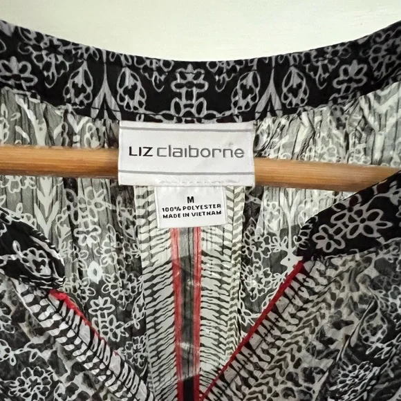 Sheer LIZ CLAIBORNE SLEEVELESS Floral Print BLOUSE Top SHIRT Size Medium M - Picture 4 of 10